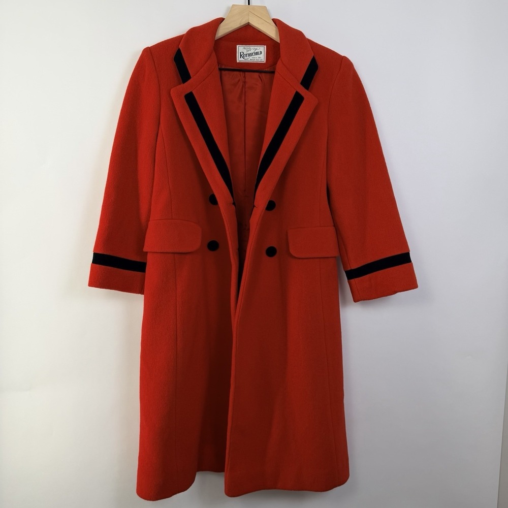 Vintage Rothschild Red Wool Coat ILGWU Union Made USA 3/4 Sleeve Size 10 - Picture 10 of 10